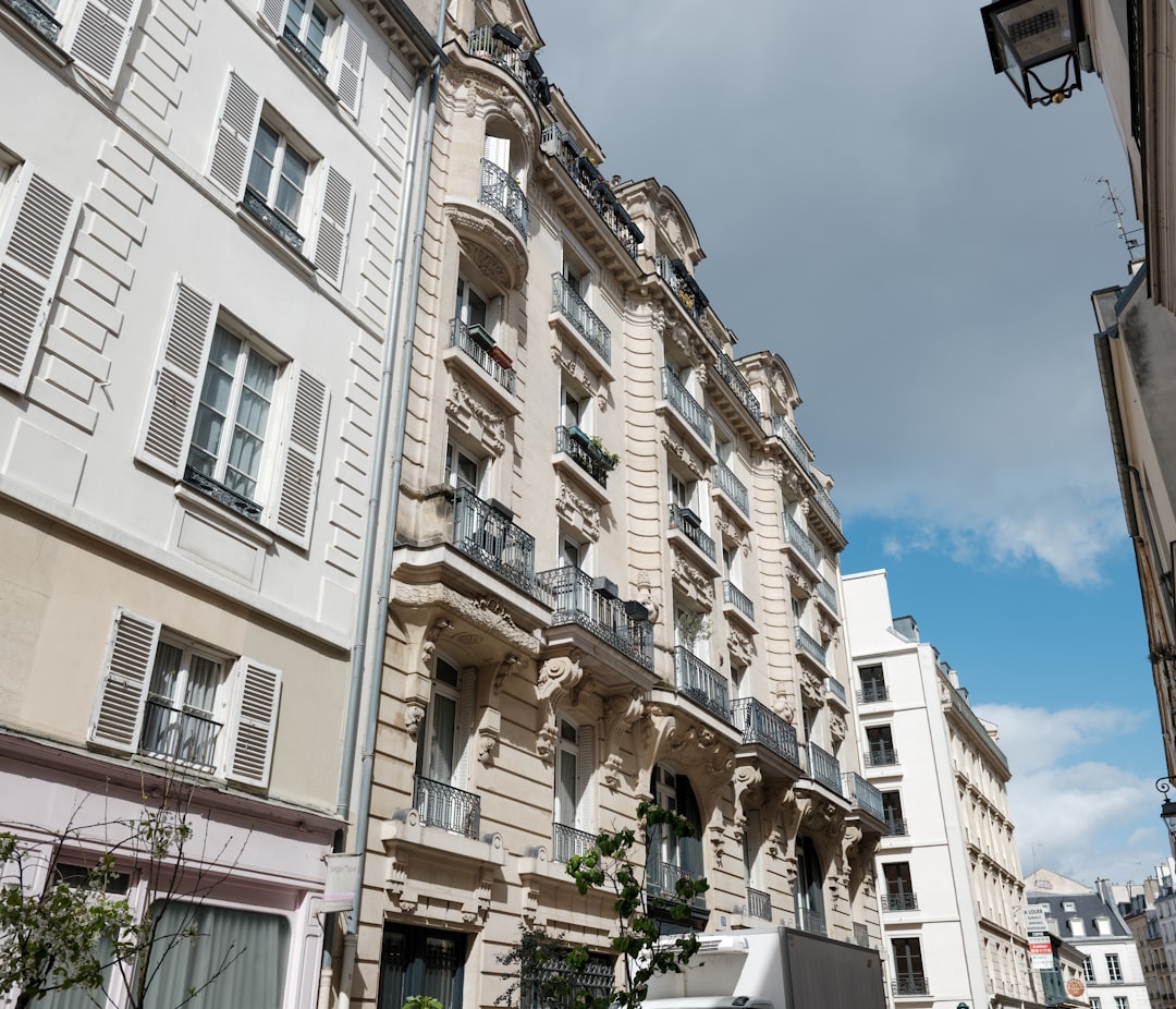 Ornate buildings line a narrow parisian street.
